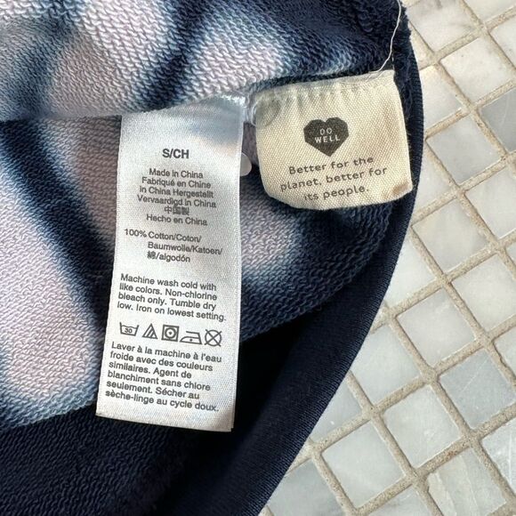 Madewell Navy White Tie-dye Hooded Cotton Sweatshirt - Picture 9 of 12